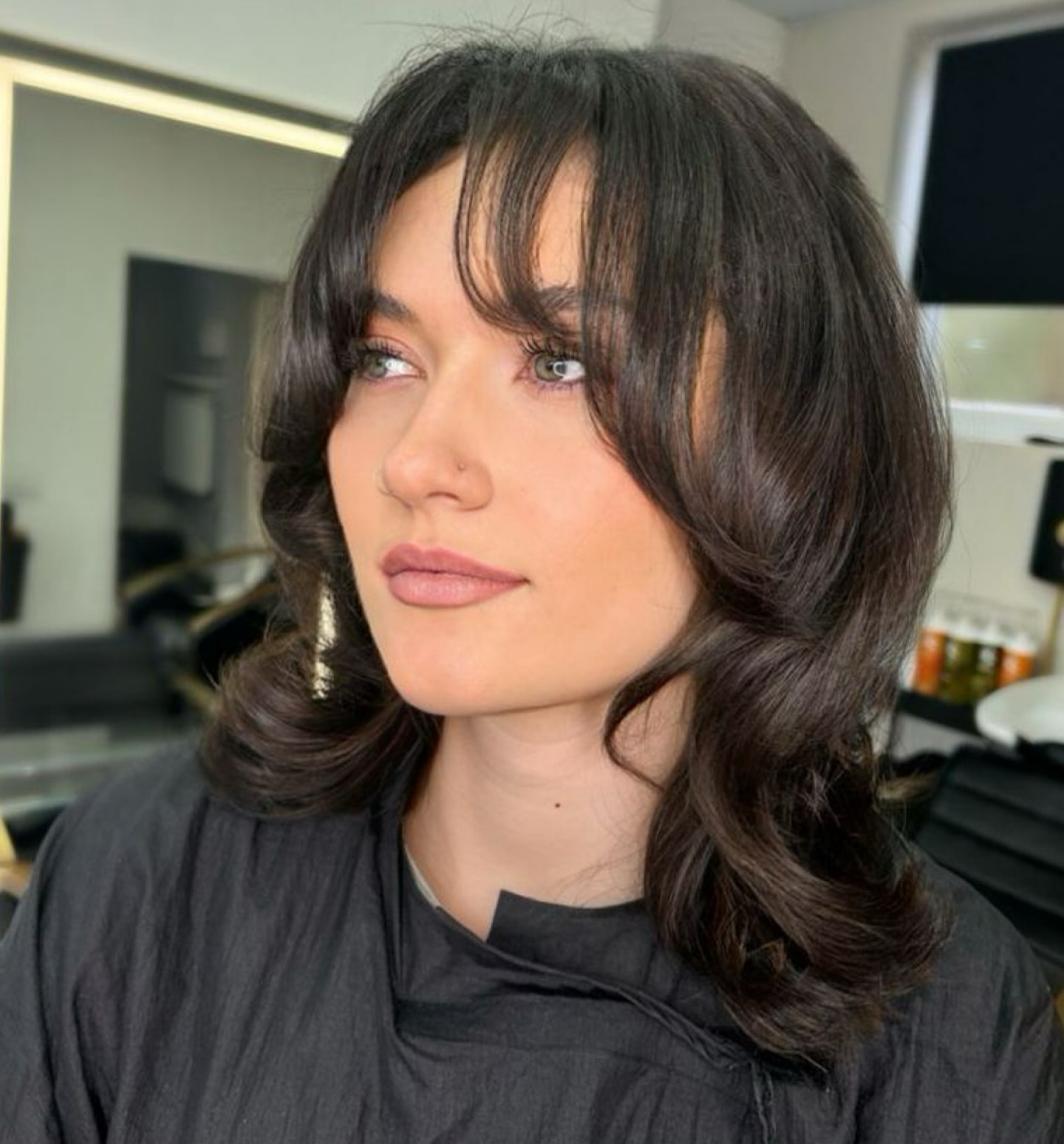 Textured Long Cut with Soft Curtain Bangs