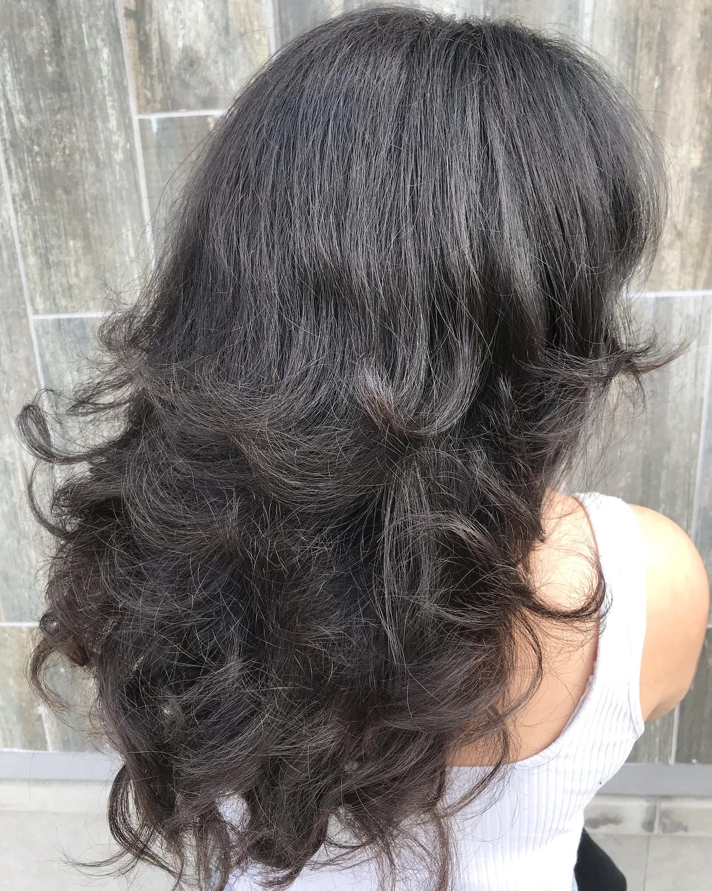 Textured Long Feathered Layers with Soft Curls