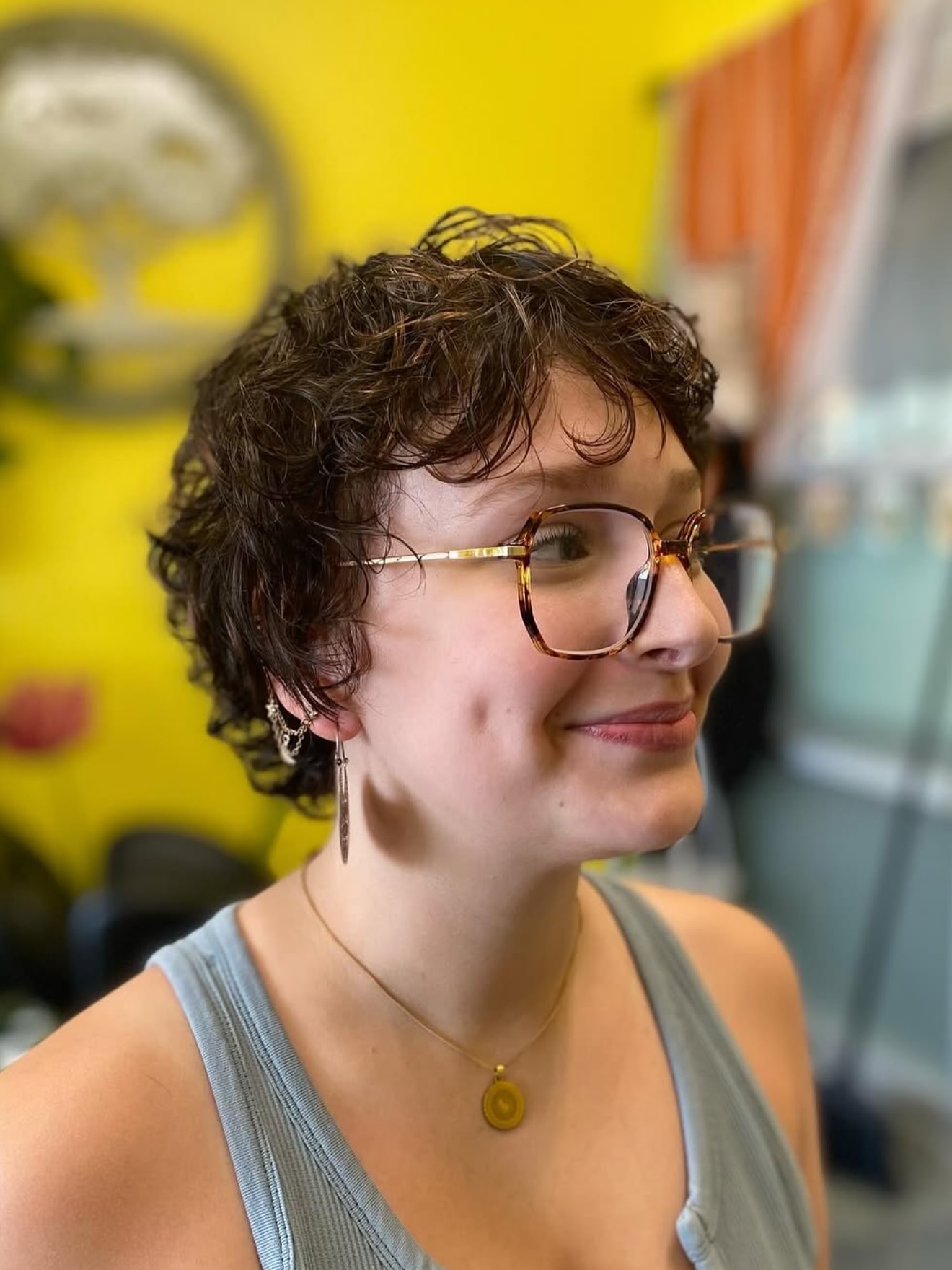 Textured Short Curly Crop with Soft Volume