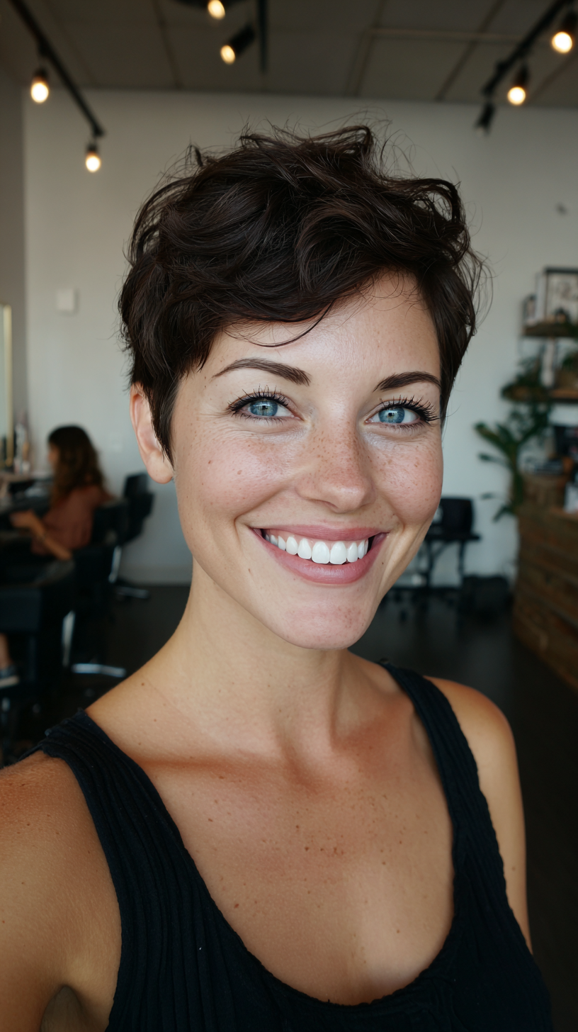 Textured Short Pixie Cut with Soft Waves