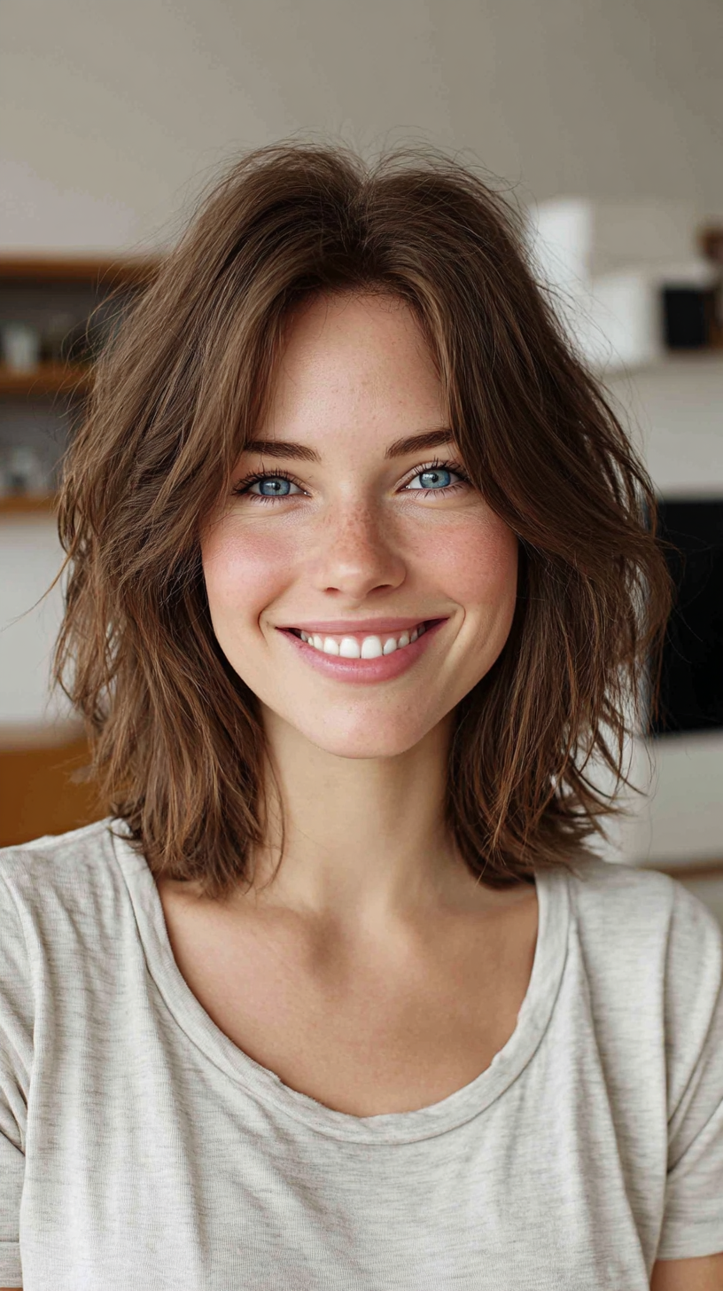 Textured Shoulder-Length Cut with Soft Waves