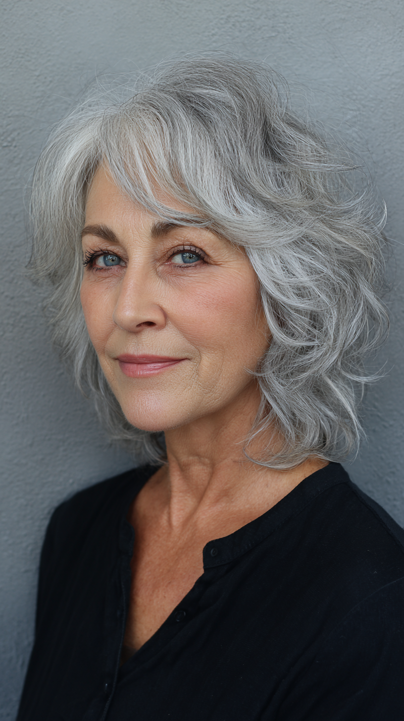 Textured Silver Boho Shag for Women Over 60