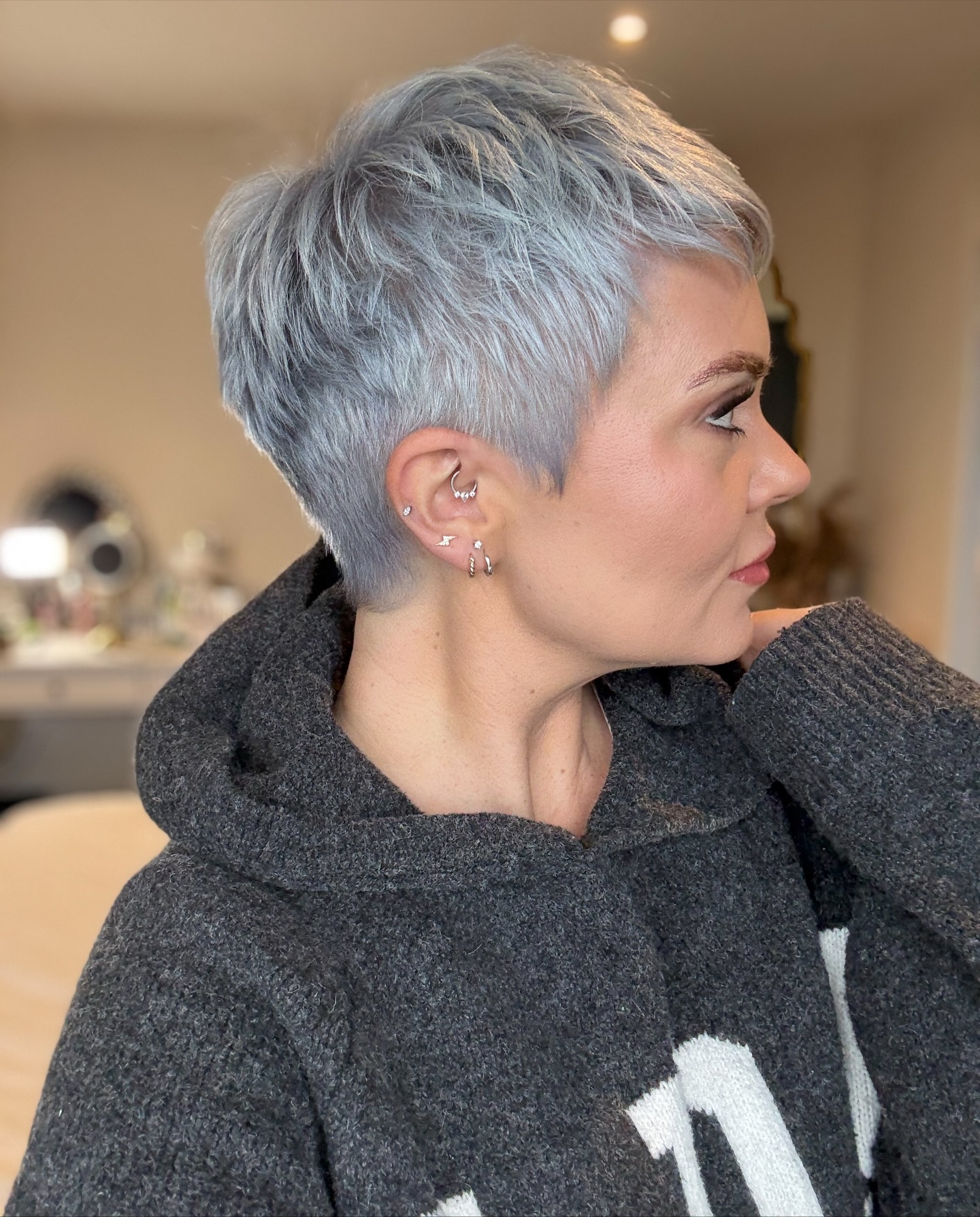 Textured Silver Pixie with Subtle Layers
