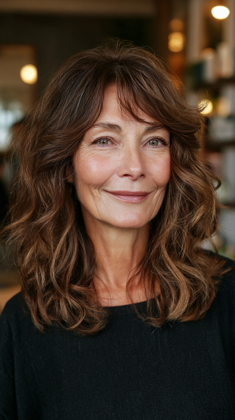 Textured Warm Brown Boho Shag for Women Over 60