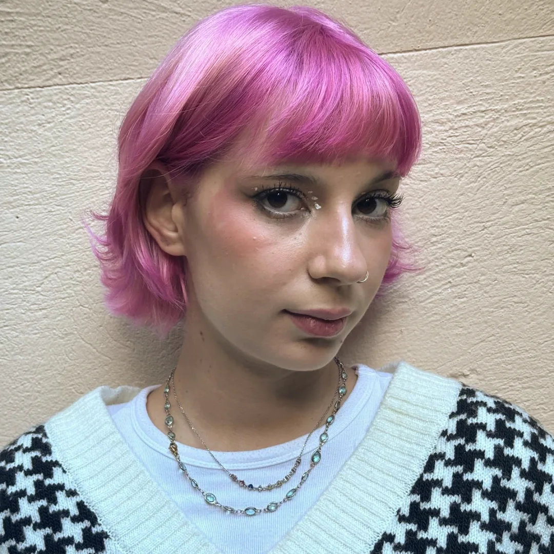 Vibrant Textured Bob with Playful Pastel Color