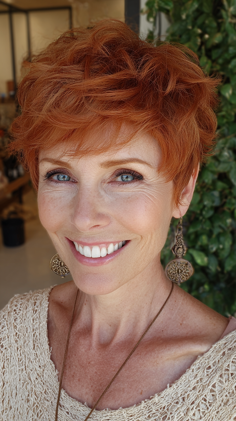 Vibrant Textured Pixie Cut with Soft Waves