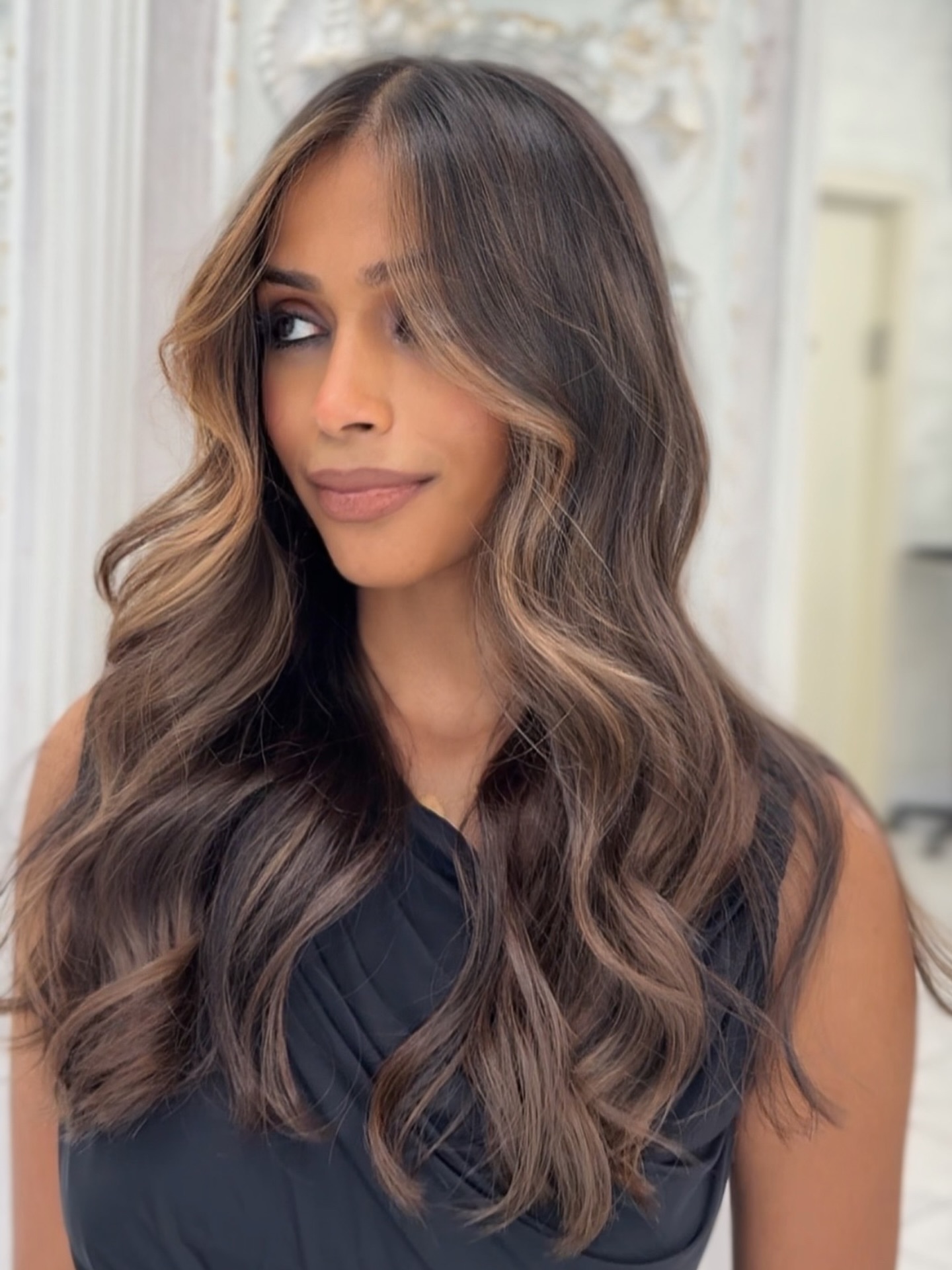 Warm Brown Balayage with Soft Beachy Waves