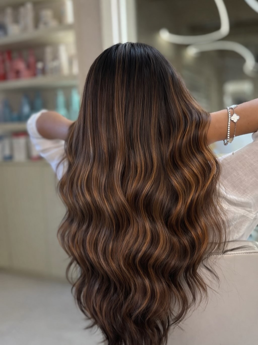 Warm Caramel Balayage with Luscious Waves