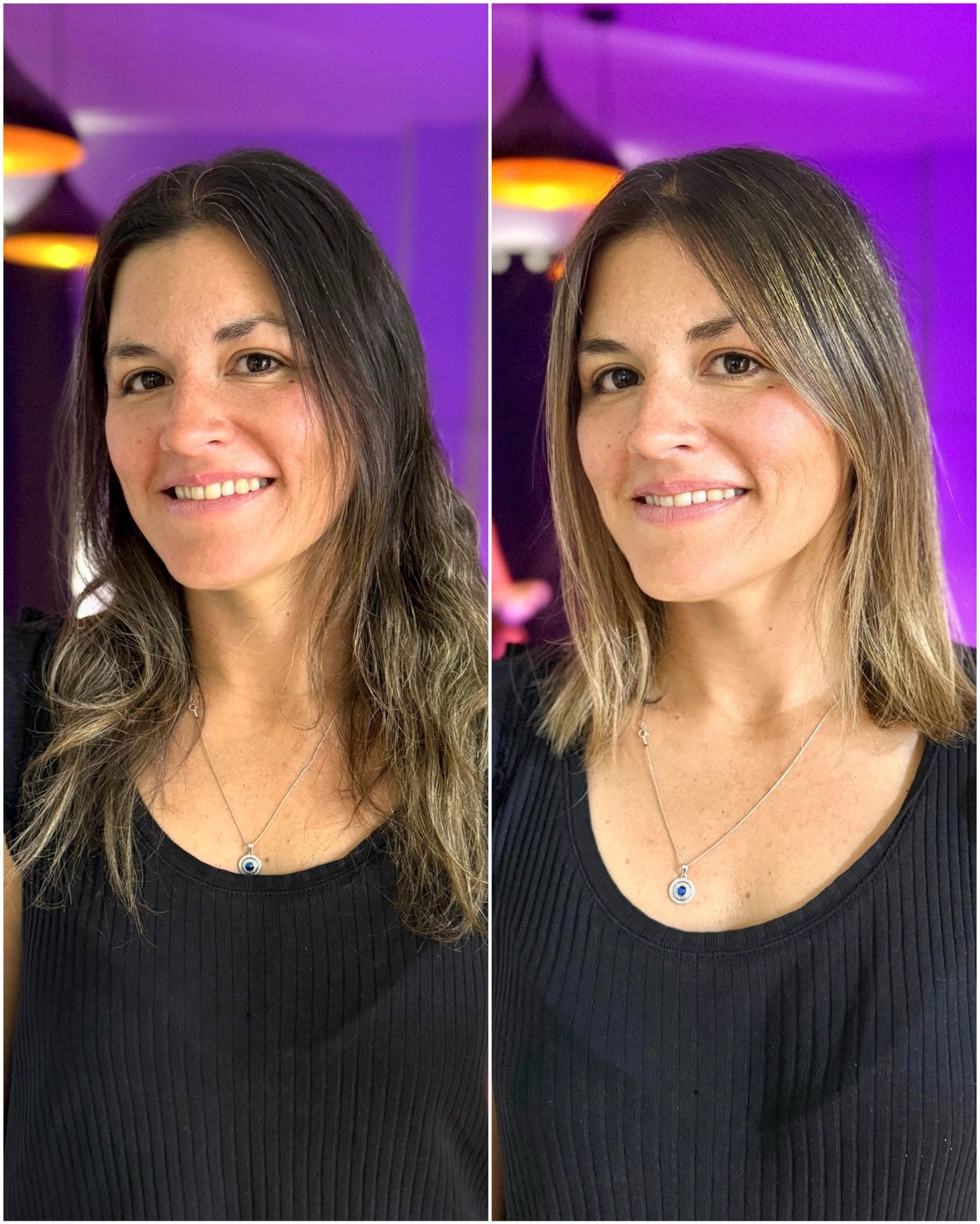Warm Caramel Shoulder-Length Lob with Subtle Highlights