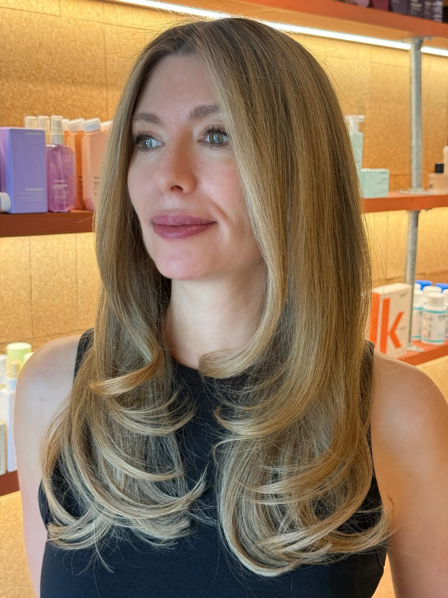 Beautiful Long Blonde Layered Cut with Soft Movement