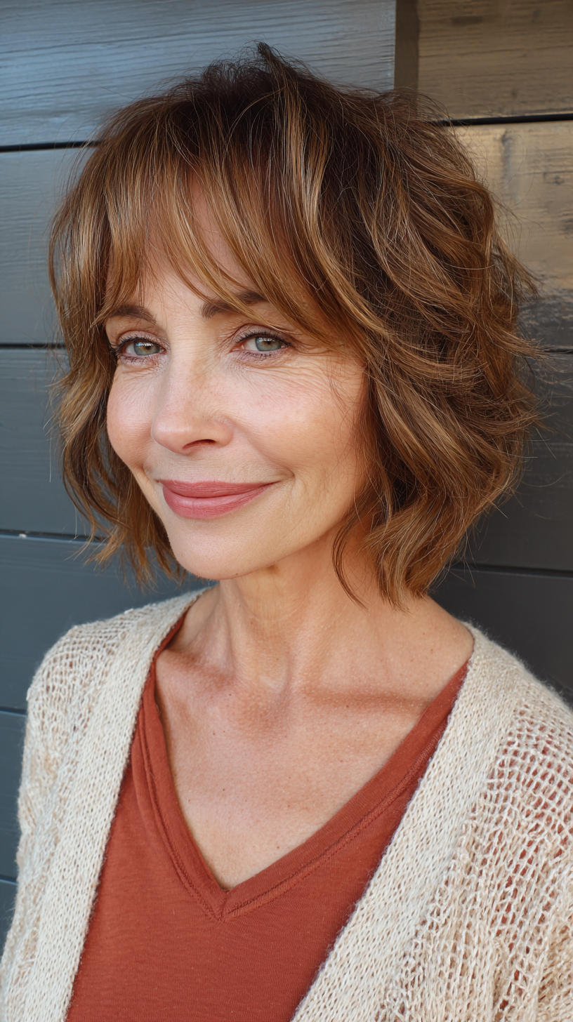 Charming Wavy Shag with Soft Layers for Women Over 60