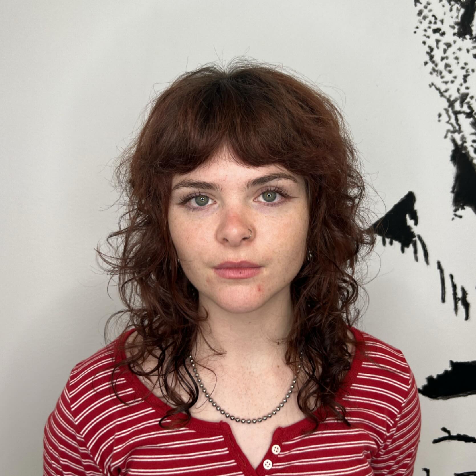 Chic Curly Shag with Bangs
