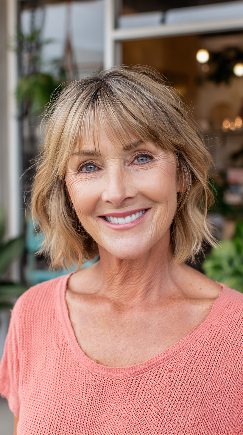 Chic Layered Shag with Subtle Bangs