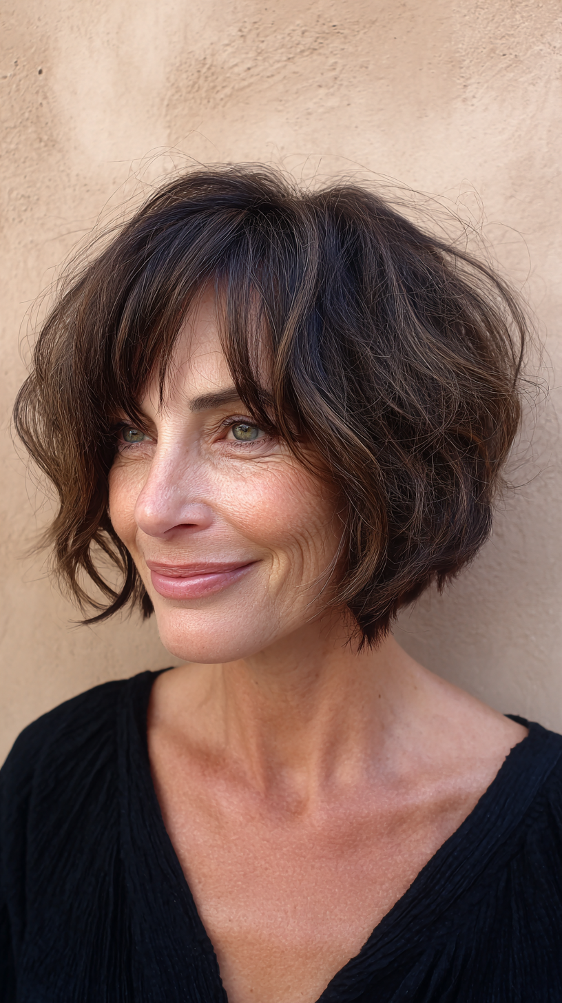 Chic Layered Shaggy Bob with Face-Framing Texture