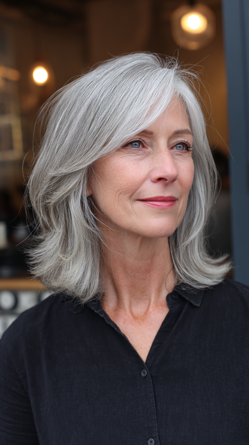 Chic Layered Silver Shag Cut