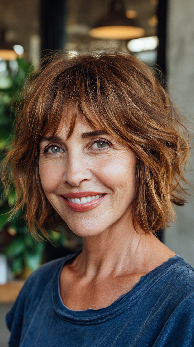 Chic Shag with Bangs for Women Over 60