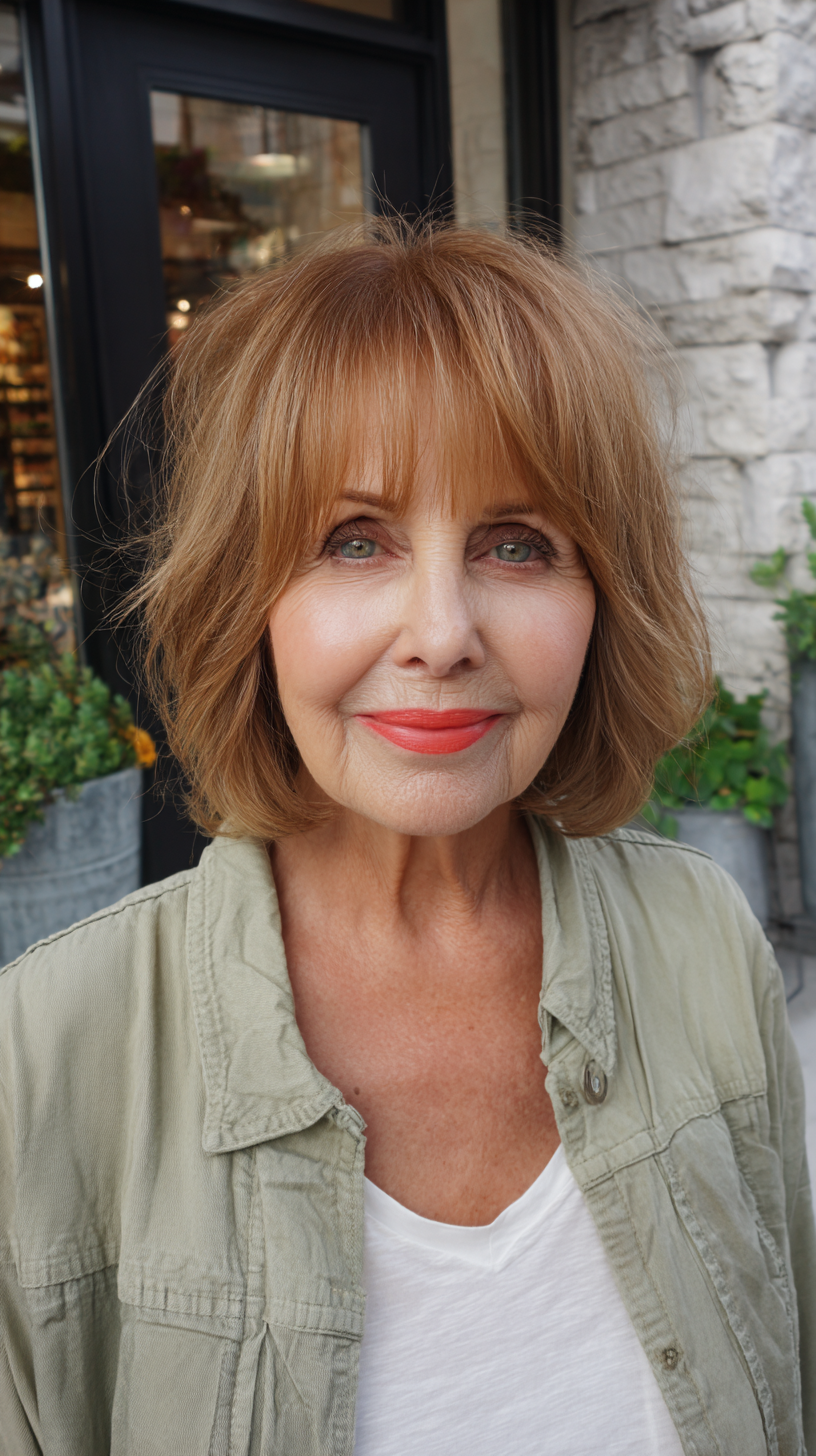 Chic Soft Shaggy Bob with Soft Bangs