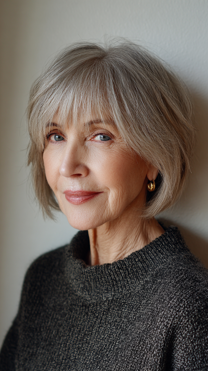 Chic Textured Bob with Soft Bangs