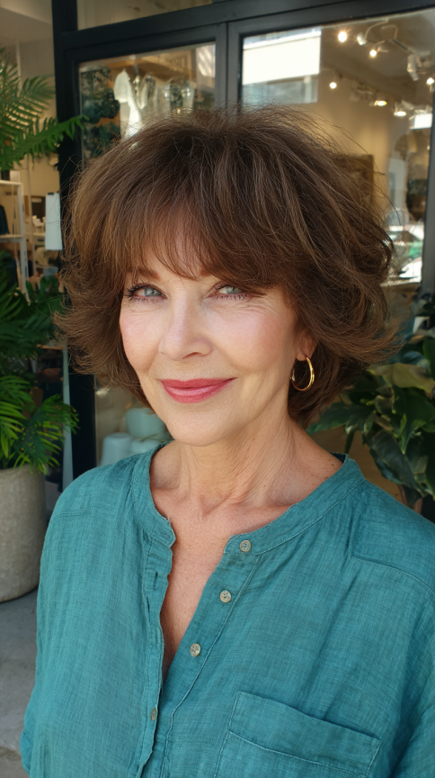 Chic Textured Shag with Soft Bangs