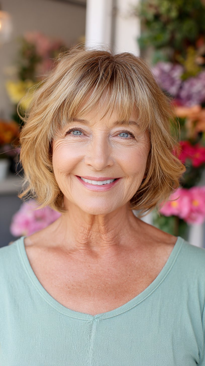 Chic Textured Shag with Subtle Bangs