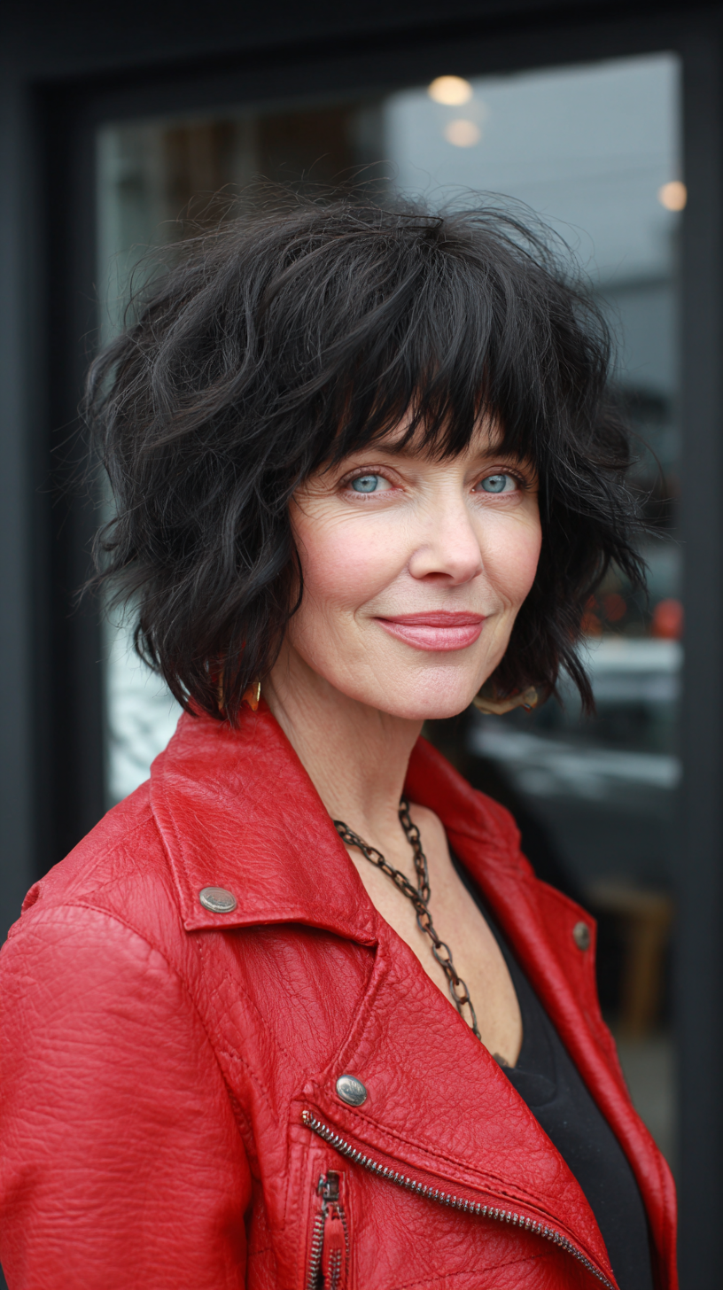 Chic Textured Wavy Shag with Face-Framing Layers