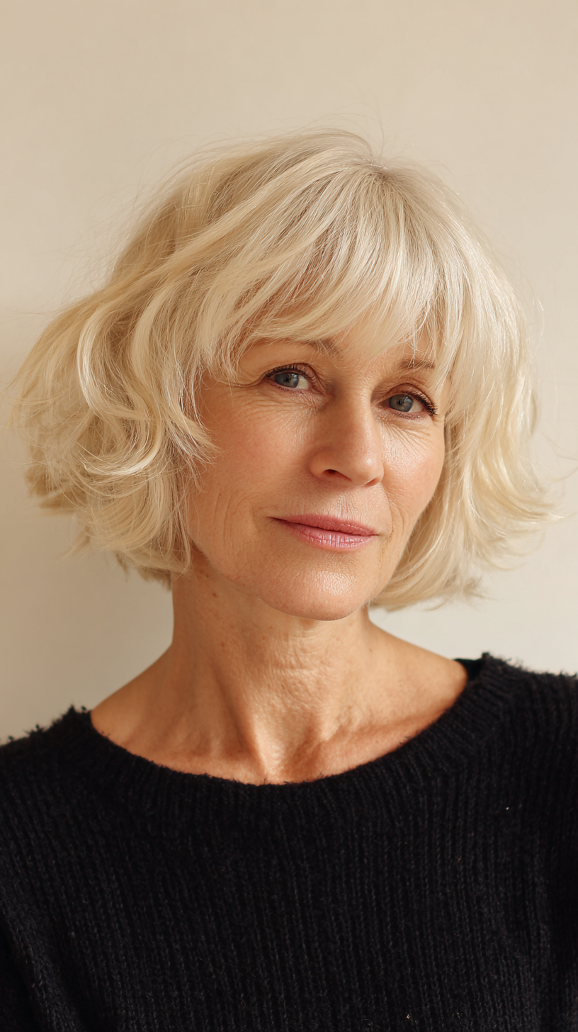 Chic Tousled French Bob with Wispy Bangs