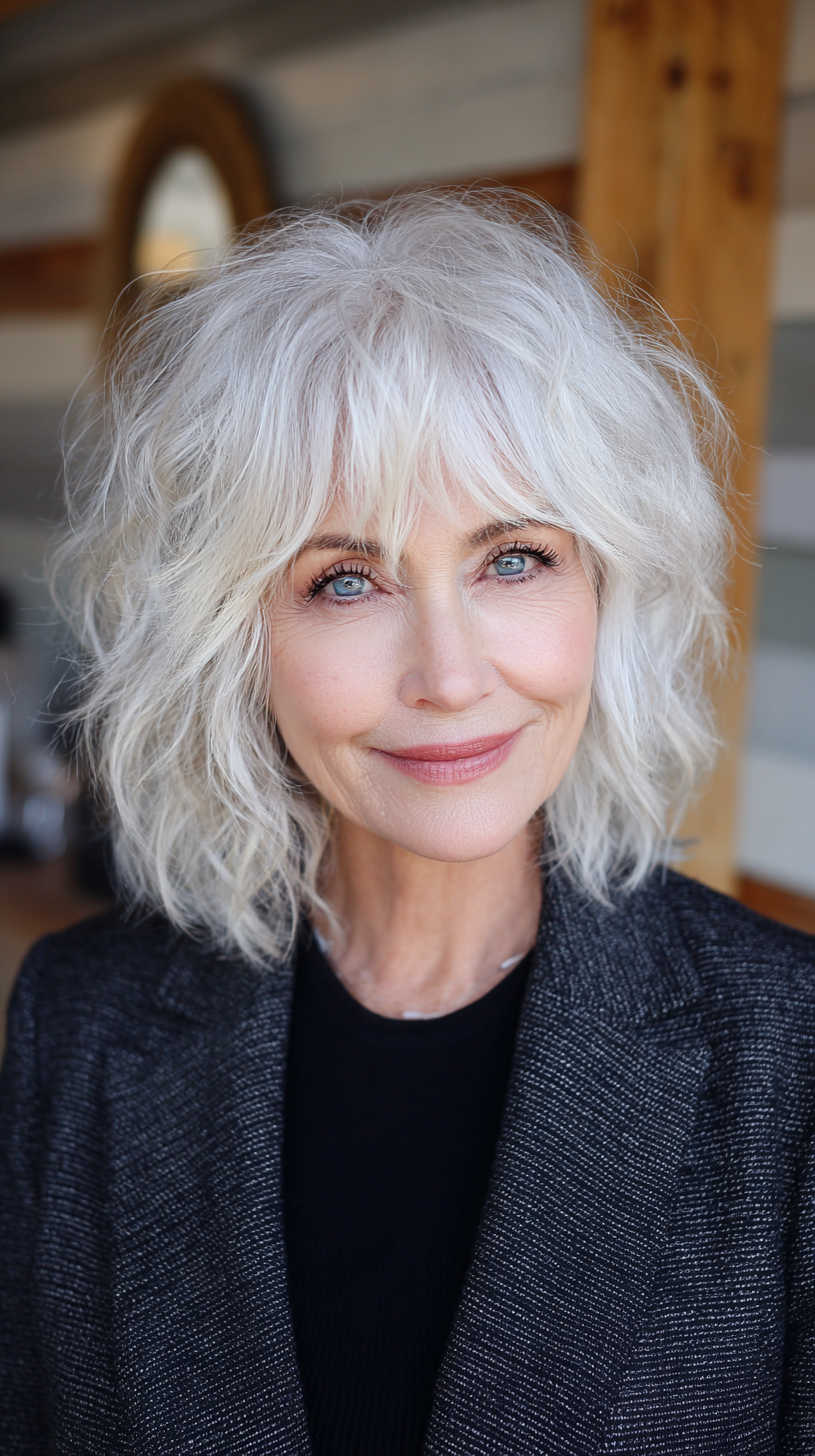 Chic Wavy Layered Bob for Women Over 60
