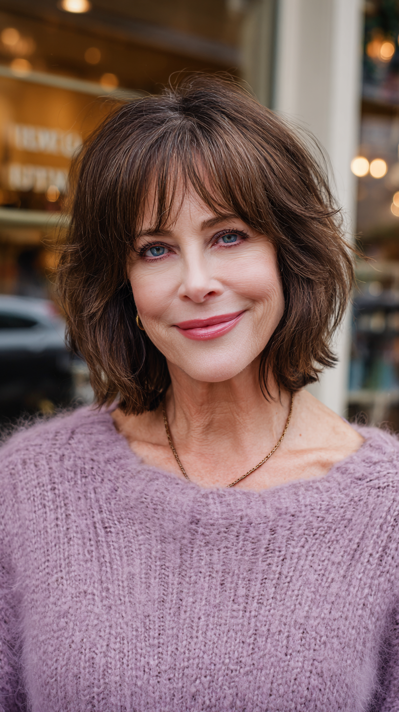 Effortless Textured Shag with Soft Curtain Bangs