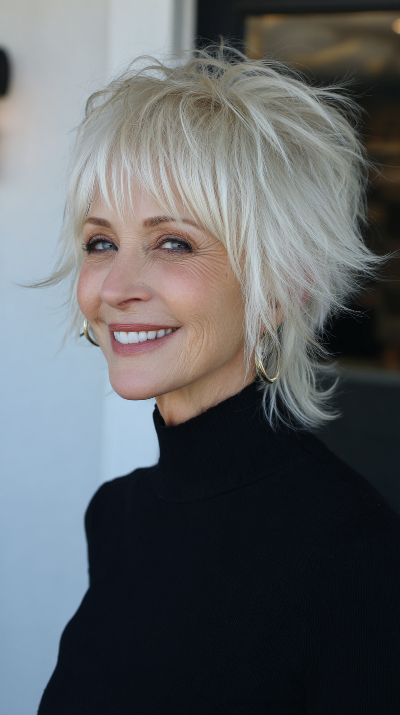 Effortlessly Chic Shaggy Mullet for Women Over 60