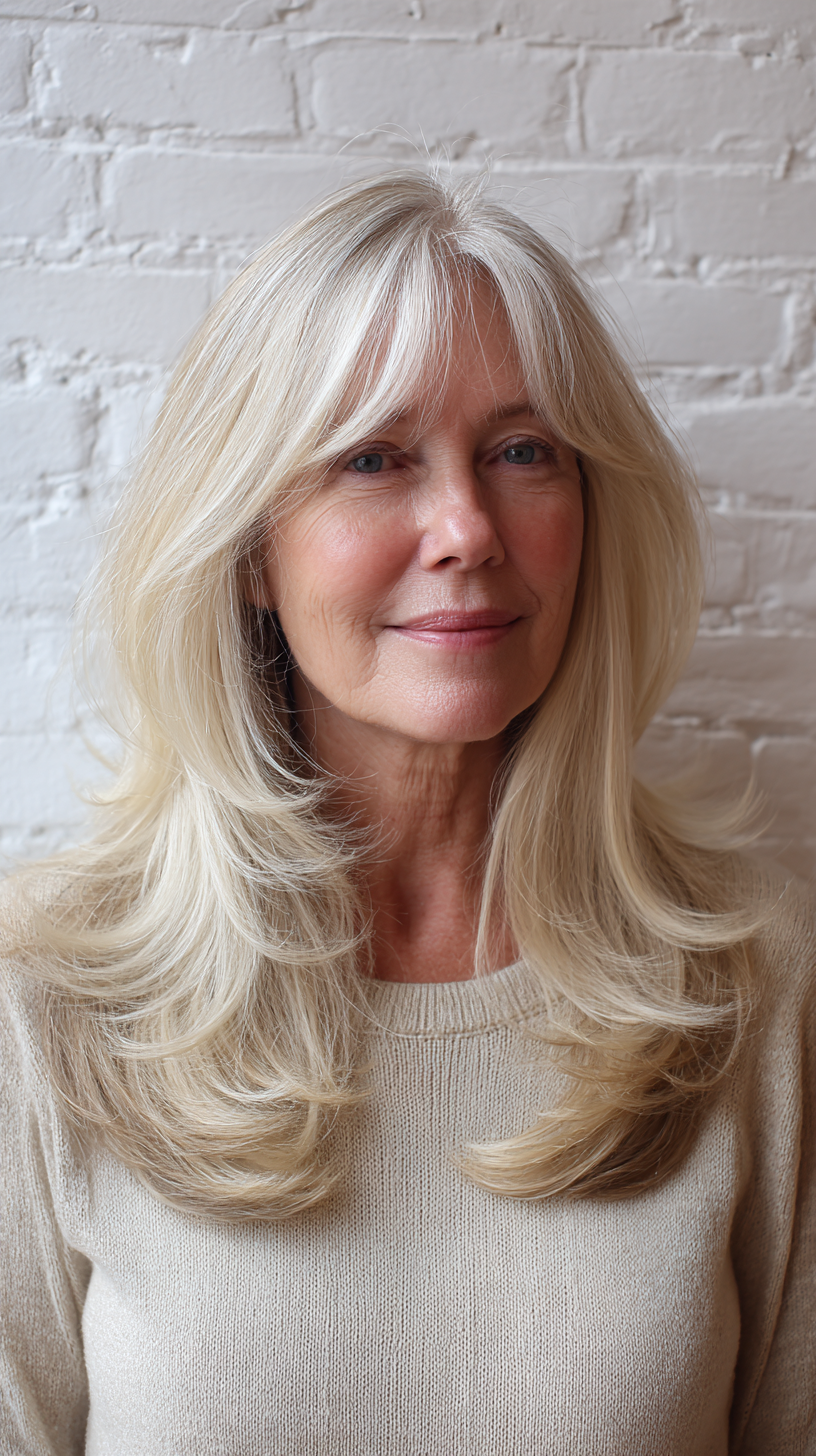 Elegant Layered Shag with Soft Face-Framing Bangs