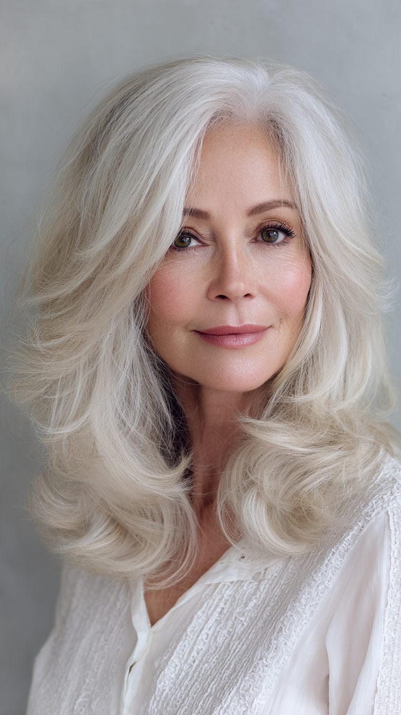 Elegant Long Layered Shag with Soft Waves