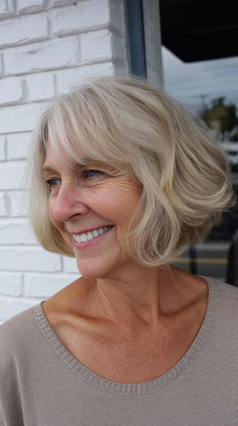Elegant Soft Blonde Shaggy Bob with Textured Ends