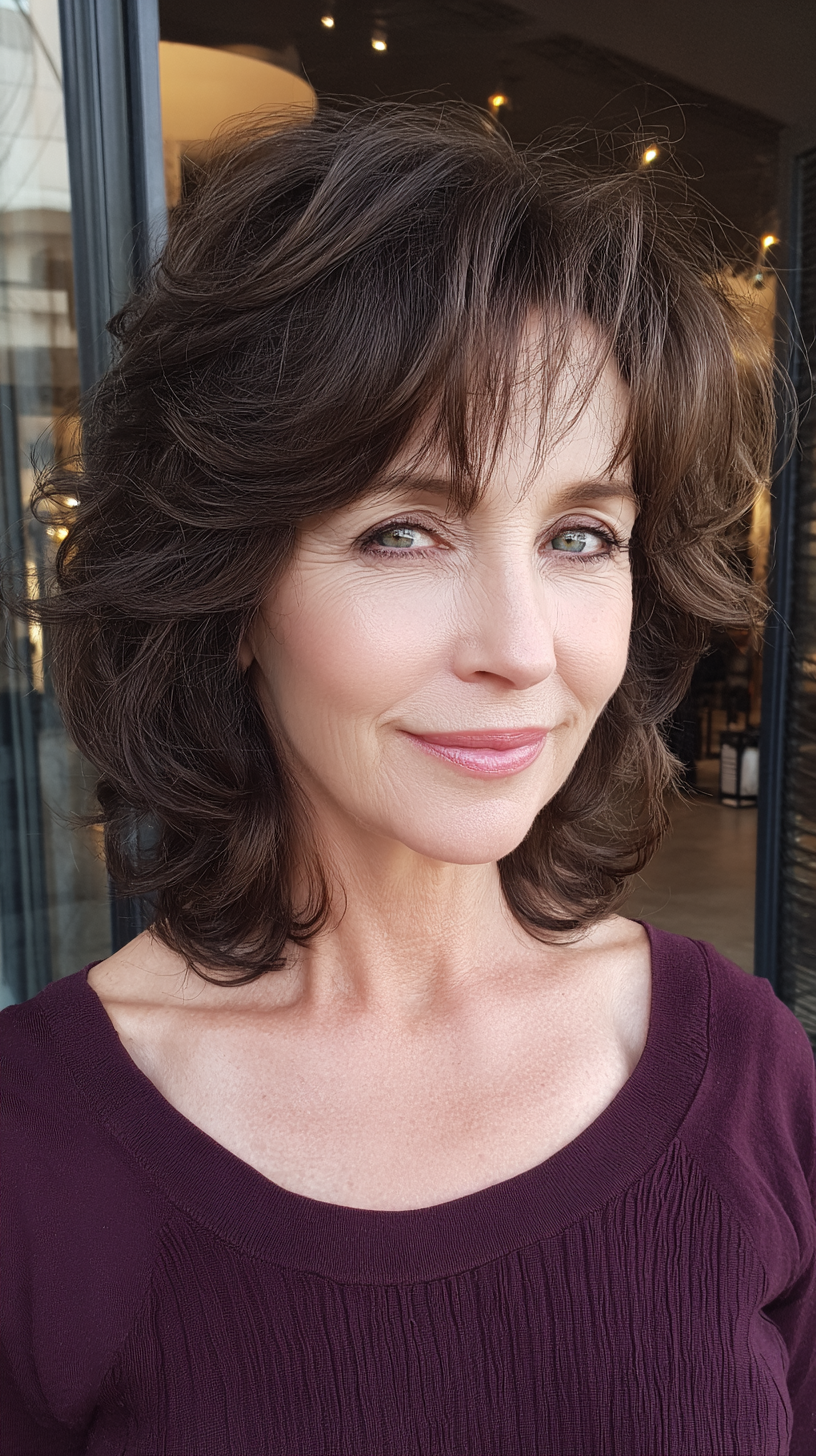 Layered Wavy Shag with Soft Volume for Women Over 60