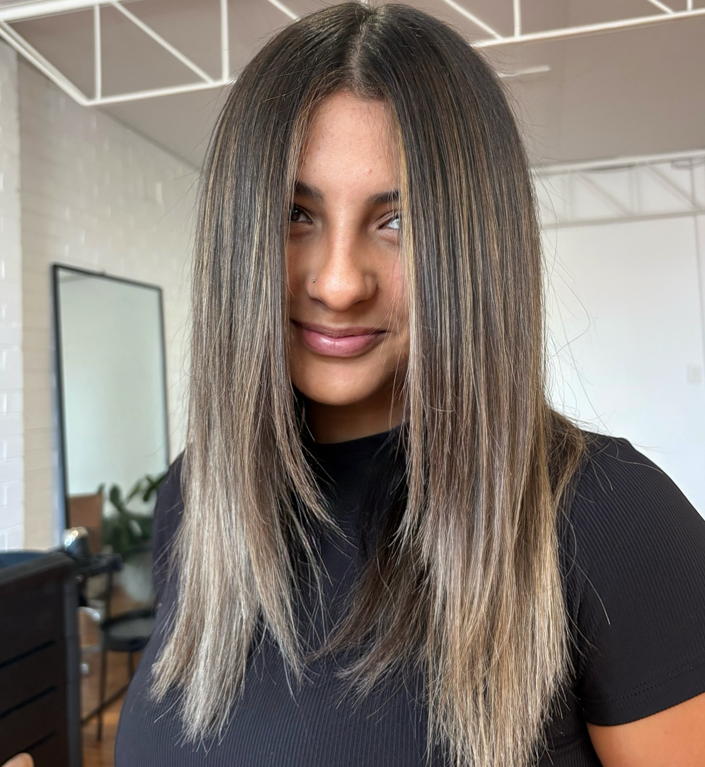 Modern Long Straight Cut with Subtle Face-Frame Highlights