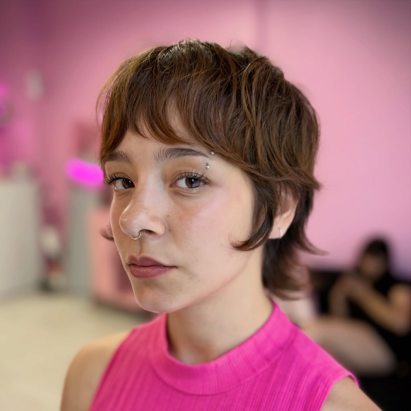 Modern Textured Long Pixie Cut with Face-Framing Layers