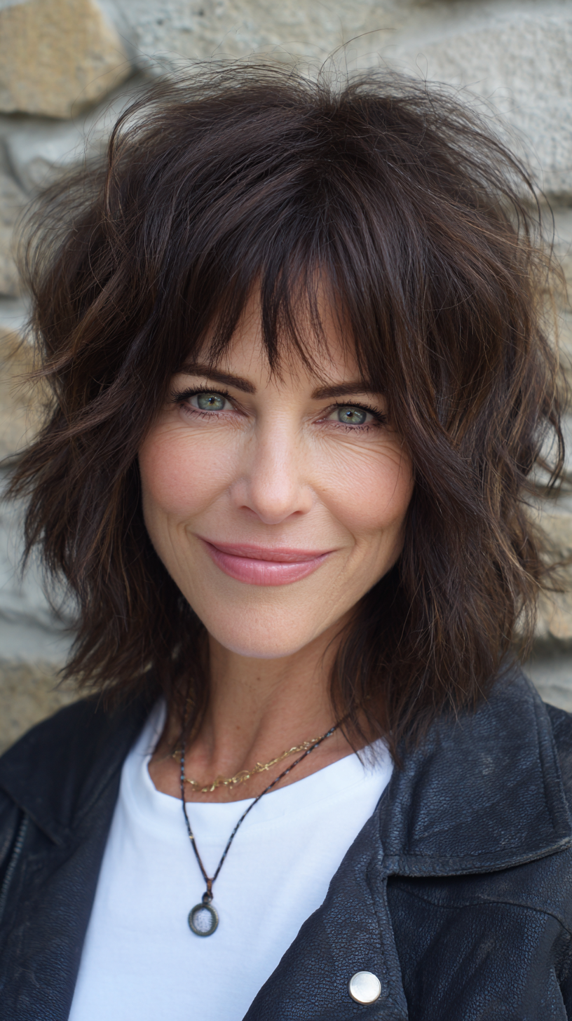 Modern Wavy Shag with Textured Layers for Women Over 60
