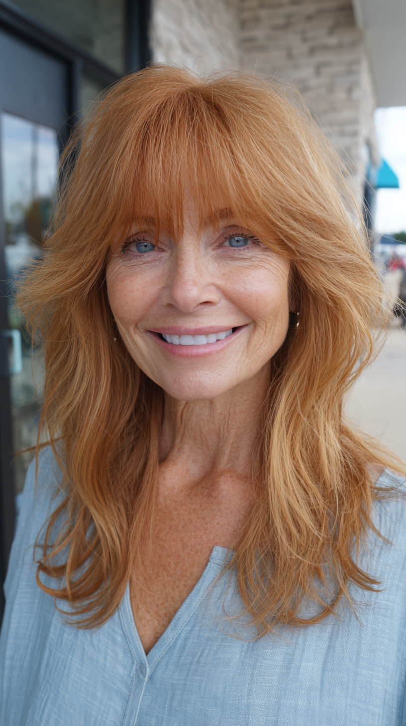 Radiant Layered Shag with Wispy Bangs