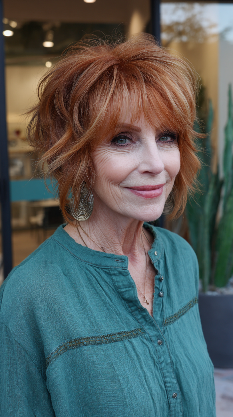 Radiant Shaggy Mullet with Lively Copper Highlights