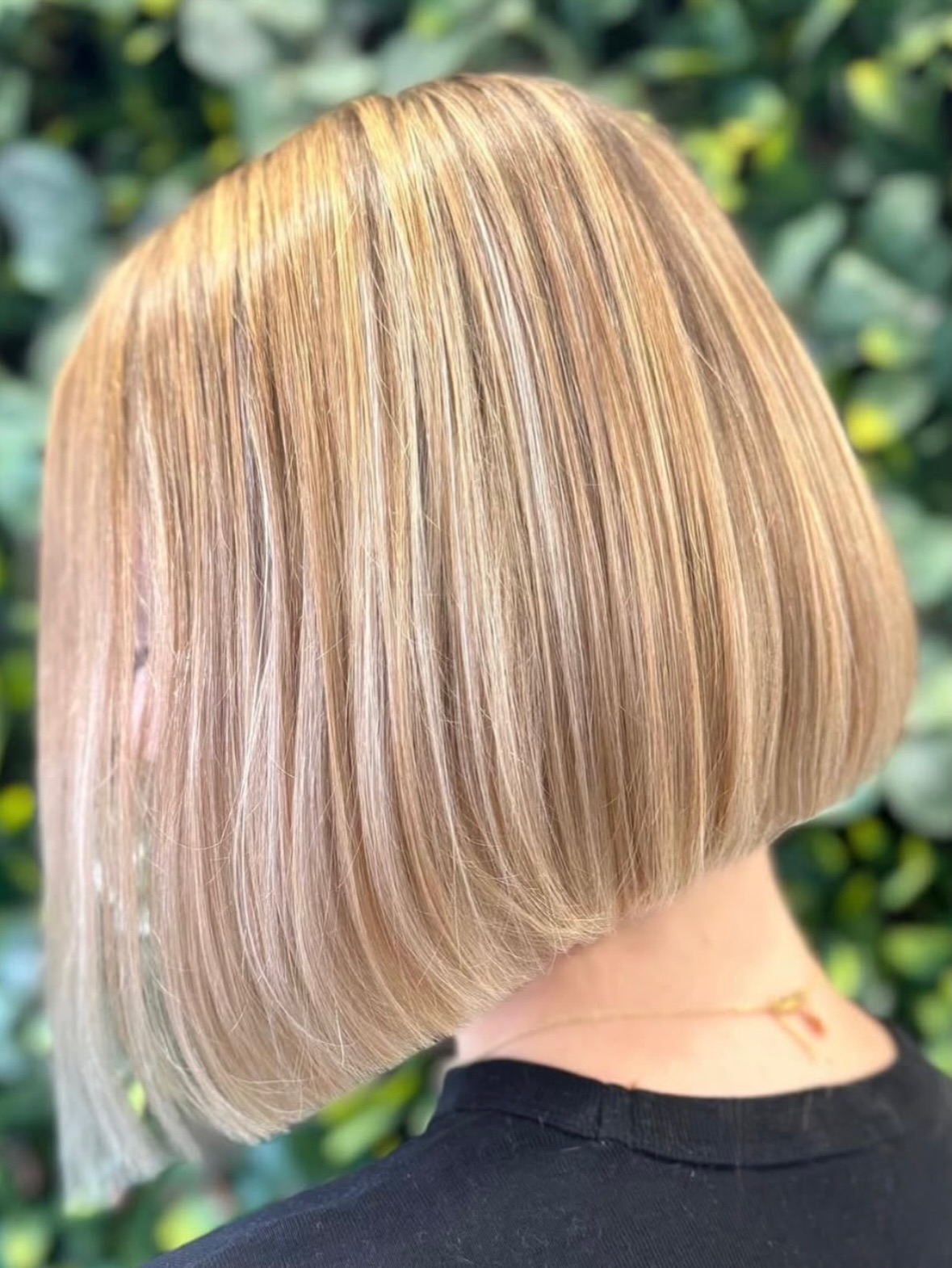 Sleek Angled Blunt Bob with Subtle Highlights