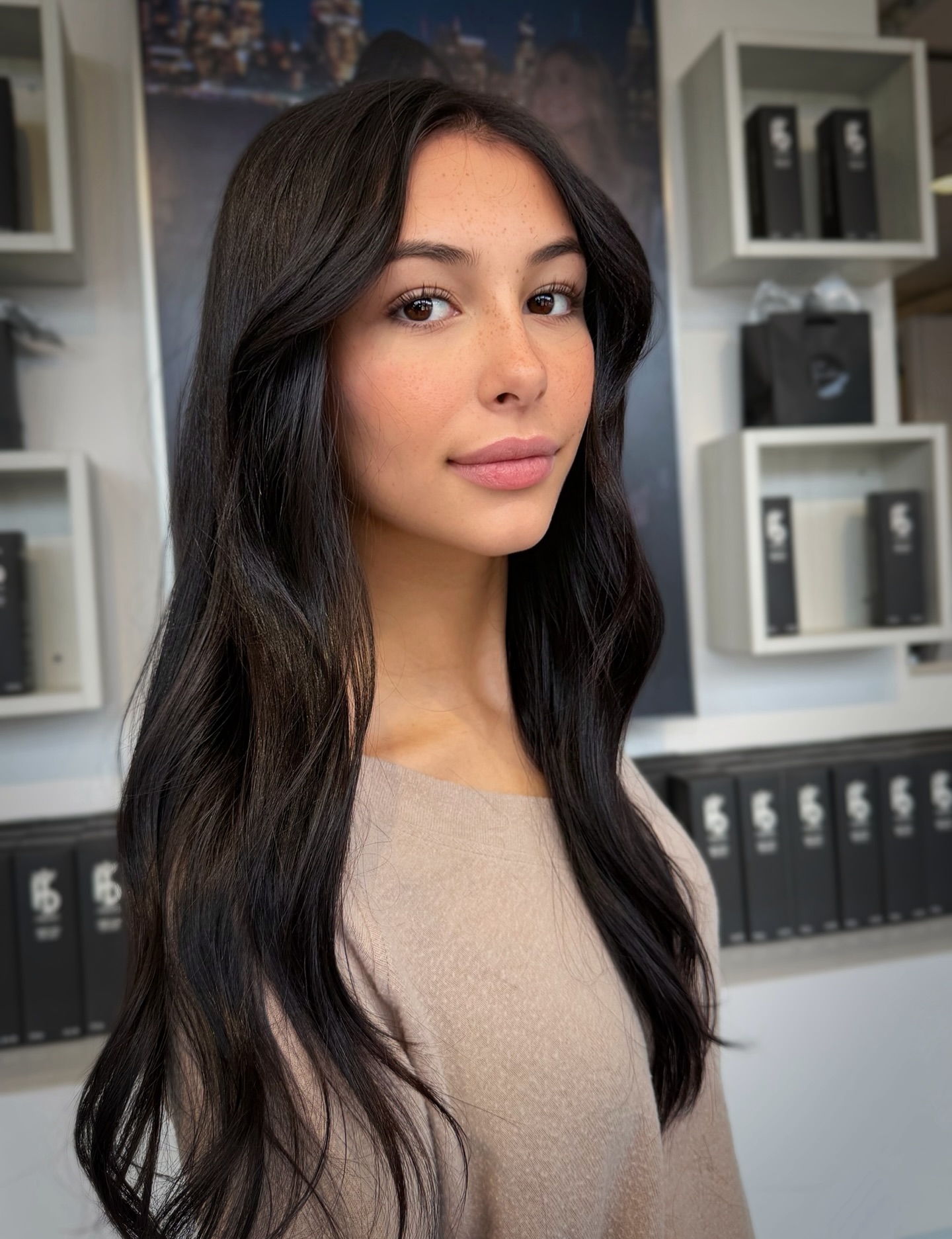 Sleek Long Layered Cut with Soft Face-Framing Waves
