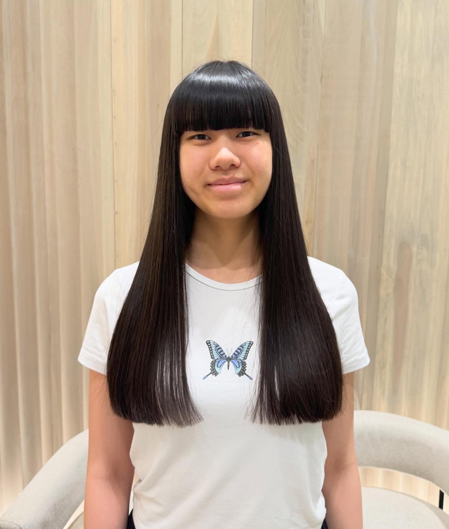 Sleek Long Straight Cut with Bold Blunt Bangs