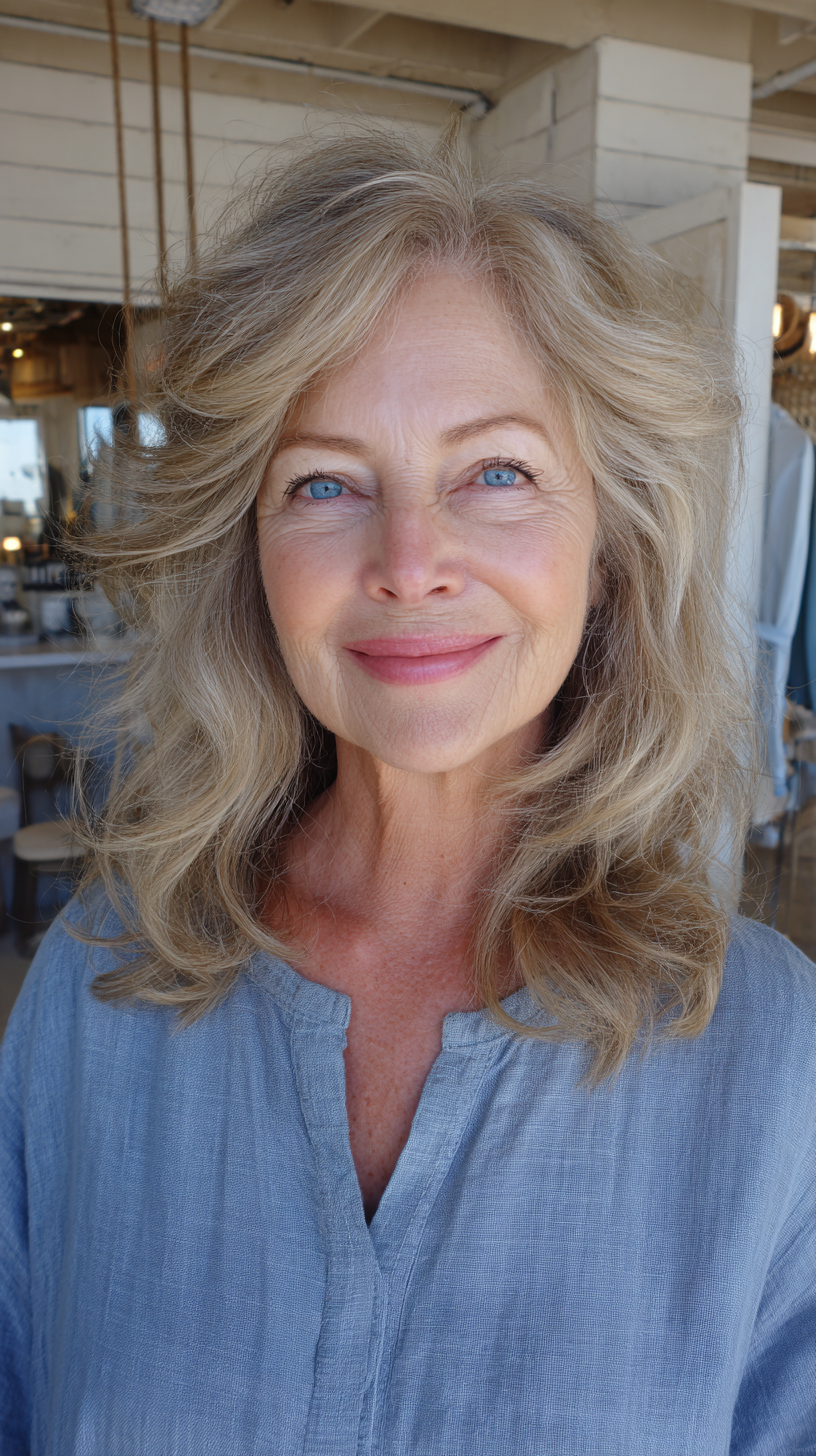 Soft Wavy Shag with Natural Volume for Women Over 60