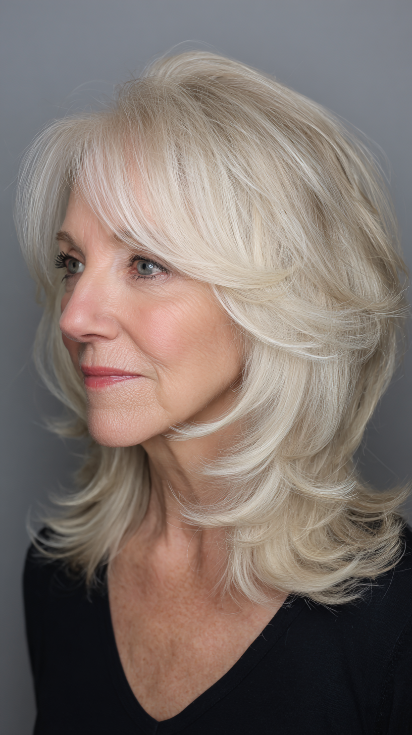 Softly Layered Blonde Shag with Feathered Ends