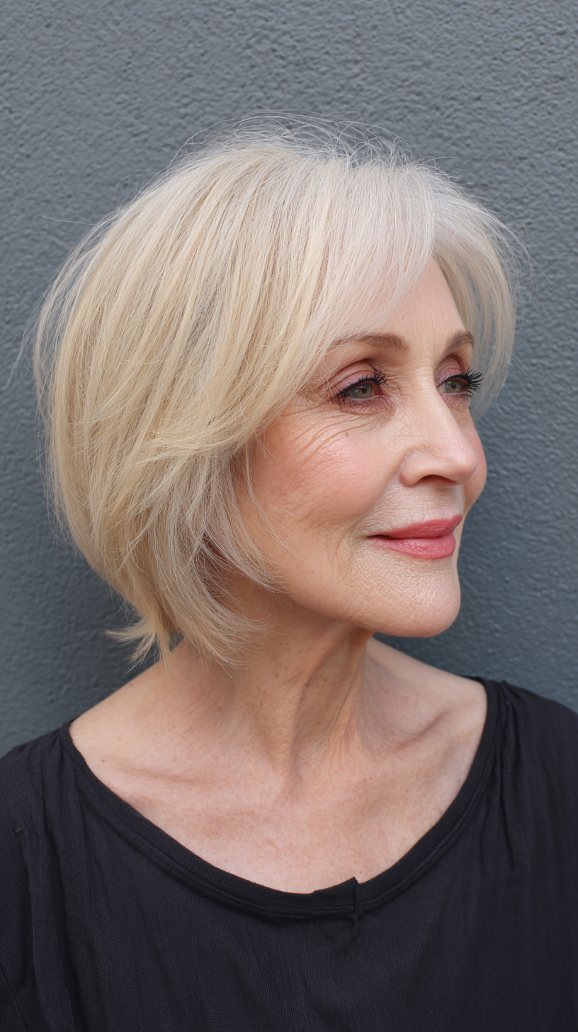Softly Layered Blunt Bob with Subtle Highlights