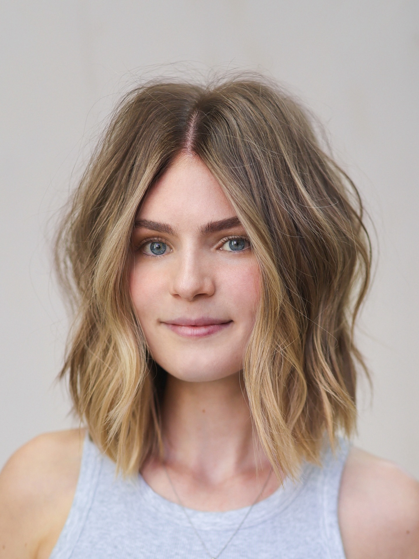 Softly Textured Long Bob with Gentle Layers