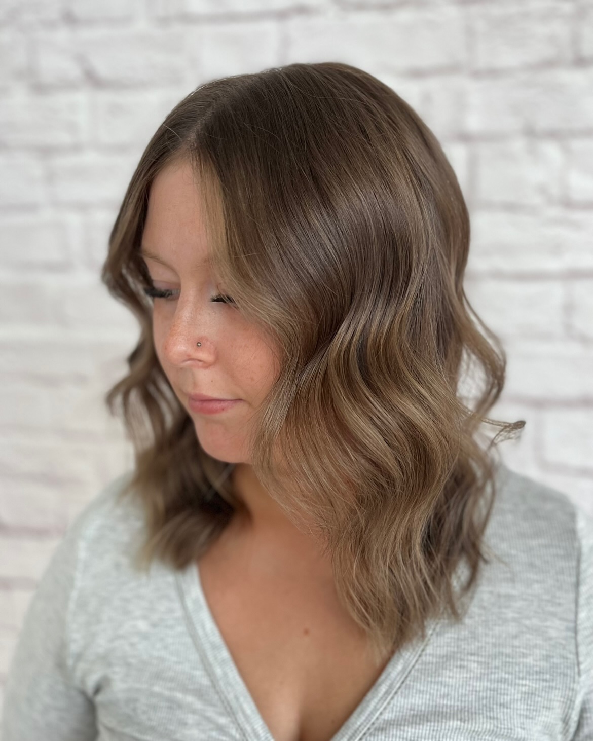Softly Textured Long Bob with Gentle Waves