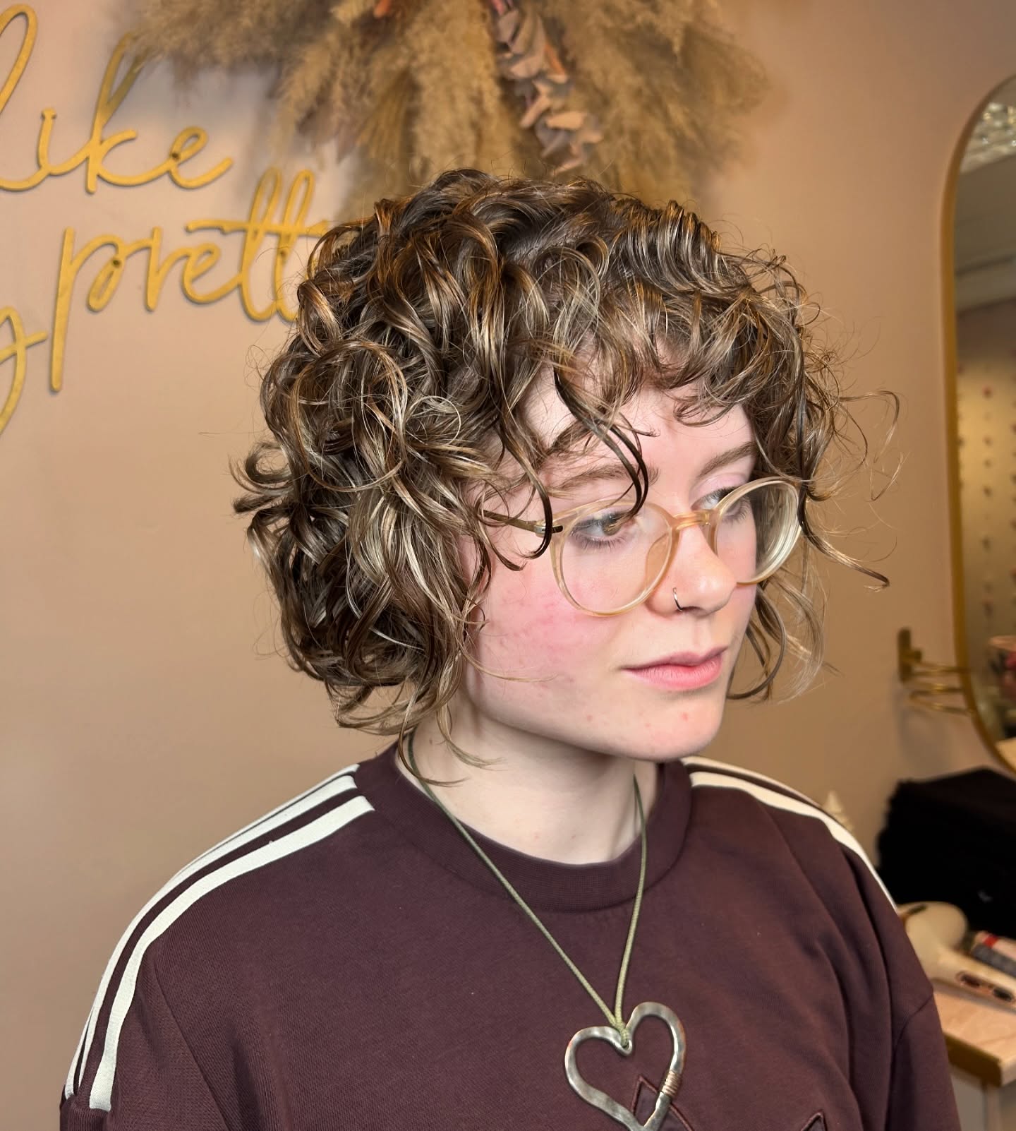 Textured Curly Bob with Subtle Highlights