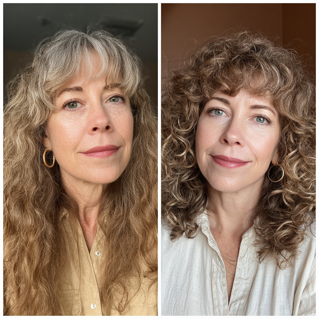 Textured Curly Shag with Soft Bangs