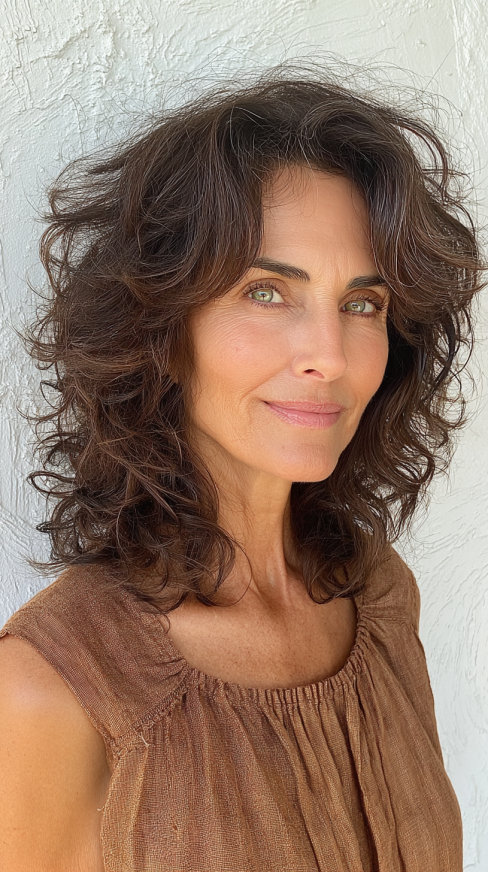 Textured Curly Shag with Soft Face-Framing Layers