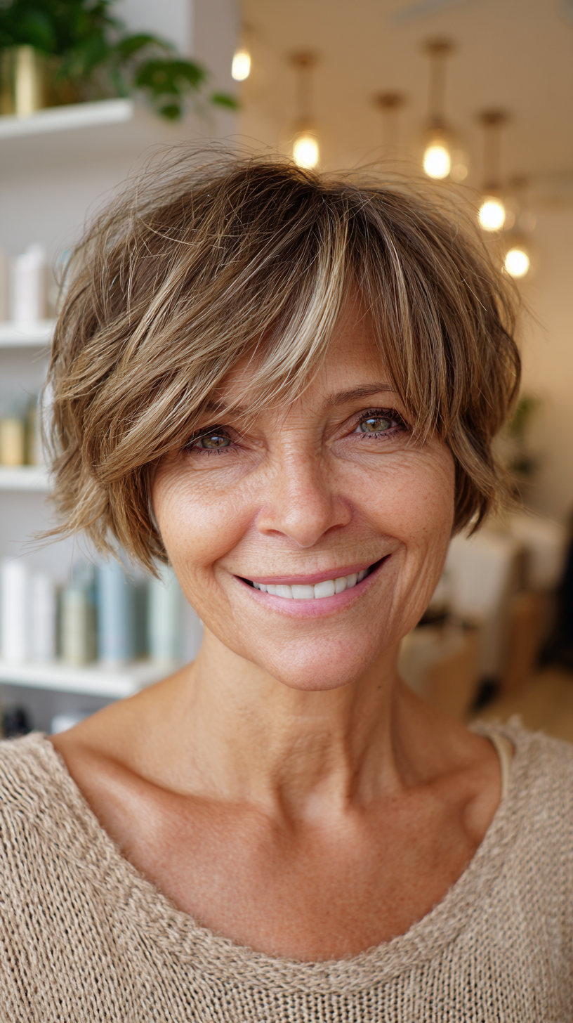 Textured Golden Shaggy Pixie Bob with Subtle Highlights